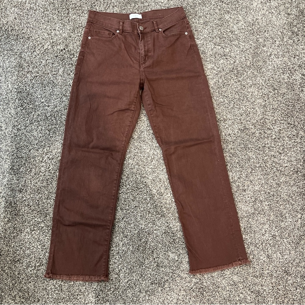 Ann Taylor Loft Women’s Brown Denim Ankle Pants Straight Leg Size 4